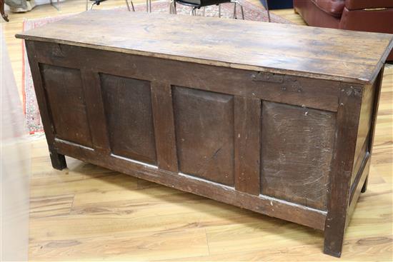 A four panel oak and elm linen chest W.148cm